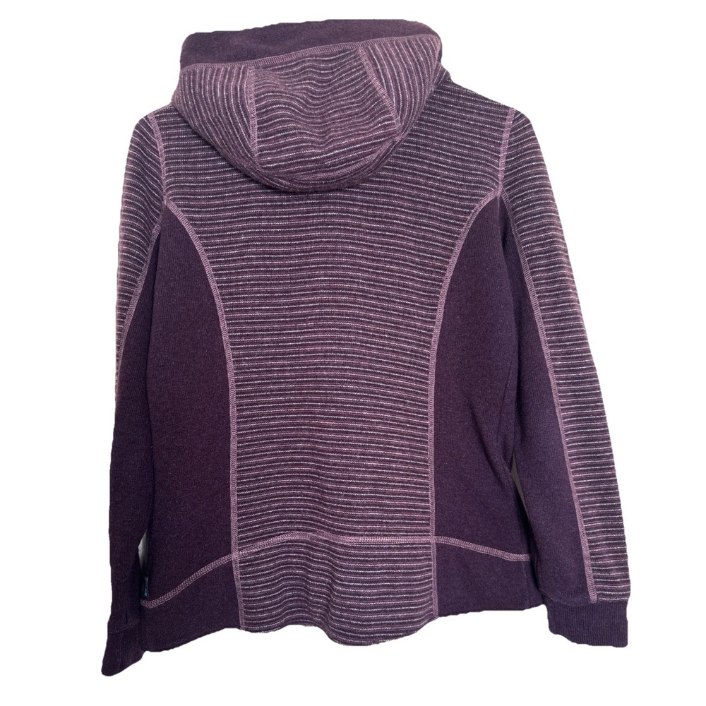 Kuhl Chianti Full‎ Zip Hoody Sweater Jacket Wool Striped Purple Woman Size Small - Picture 2 of 10